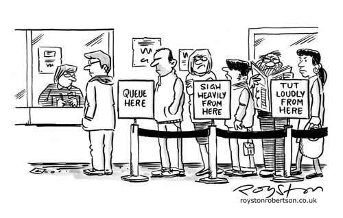 A line of people waiting, credit: Royston Robertson
